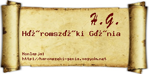 Háromszéki Génia névjegykártya